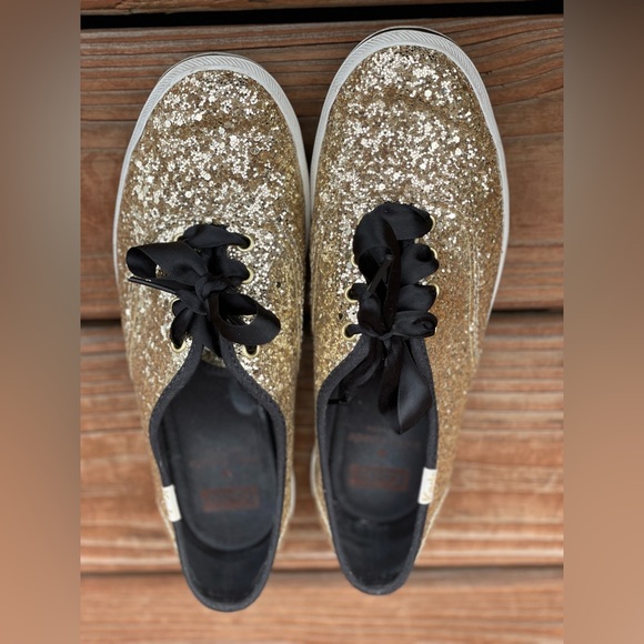 Keds x Kate Spade gold glitter shoes used US6 - Picture 4 of 14